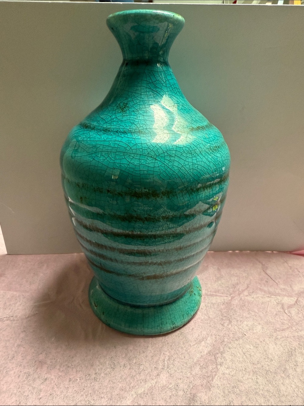 Turquoise Glazed Ceramic Vase
